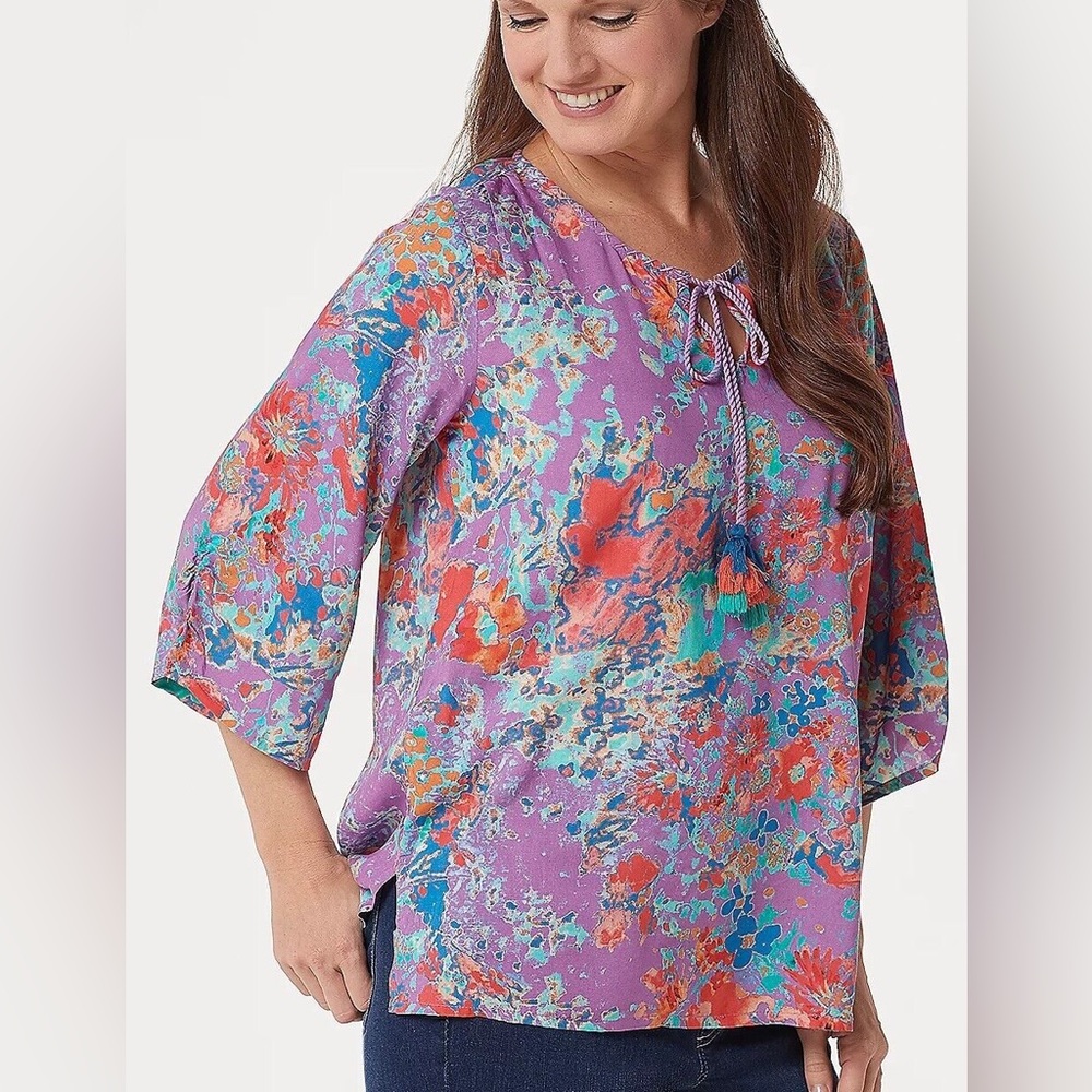 Tolani Collection purple floral modal top